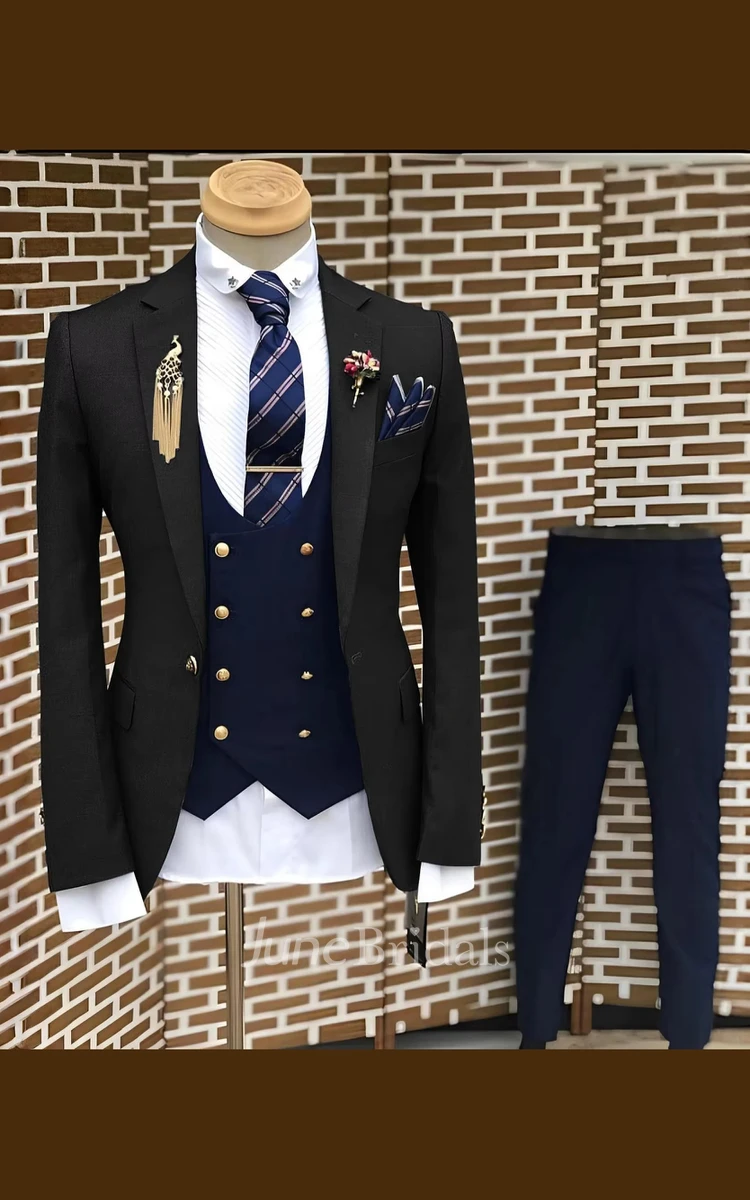 Formal Modern Slim Fit Single Button Three Piece Men's Wedding Suits Chic Comfort Notched Lapels Prom Party Groom Suits Blazer Jacket Vest Pants