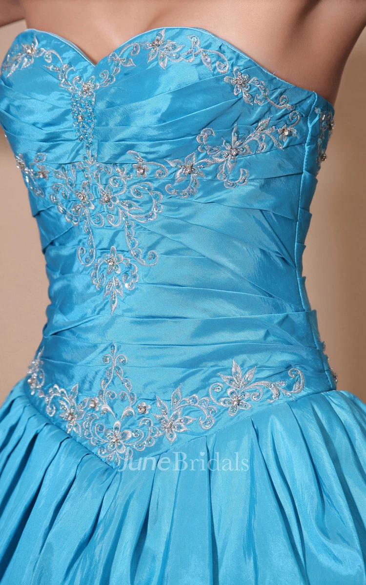 Sweetheart Sleeveless Quinceanera A-Line Ball Gown With Pick-Up Ruffles