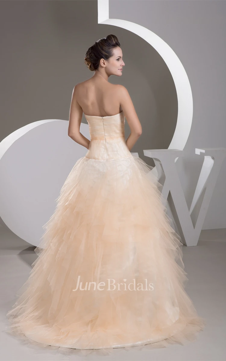 Sweetheart Tulle Ball Gown with Ruching and Brush Train