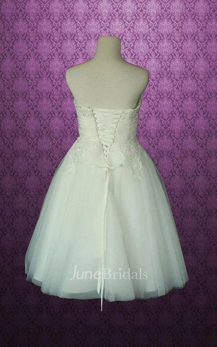 Strapless A-Line Short Wedding Dress With Appliques And Beading