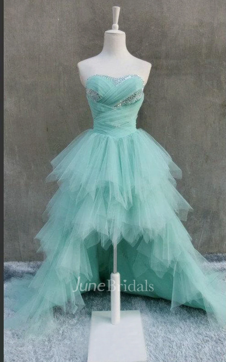 Charming Strapless High Low Tulle Dress With Layers