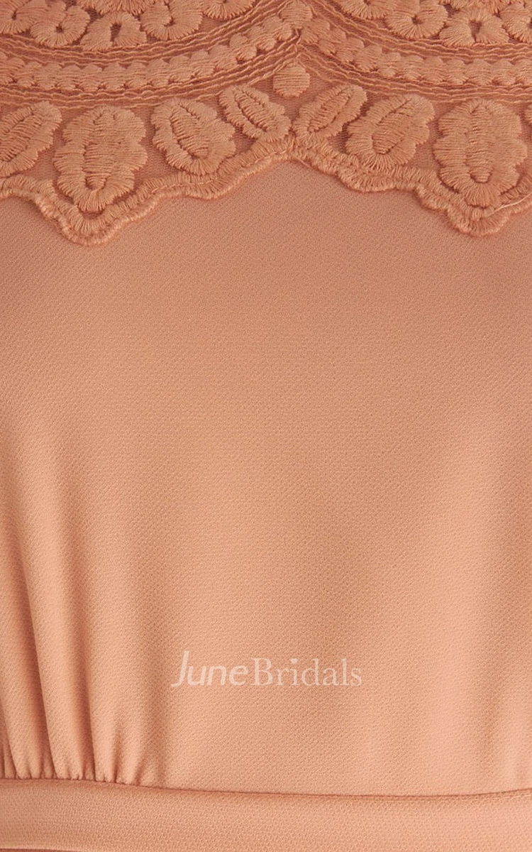 Jewel A-line Short Dress With Lace Appliques