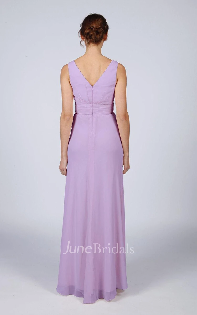 Lilac Classic Long Bridesmaid Prom Dress