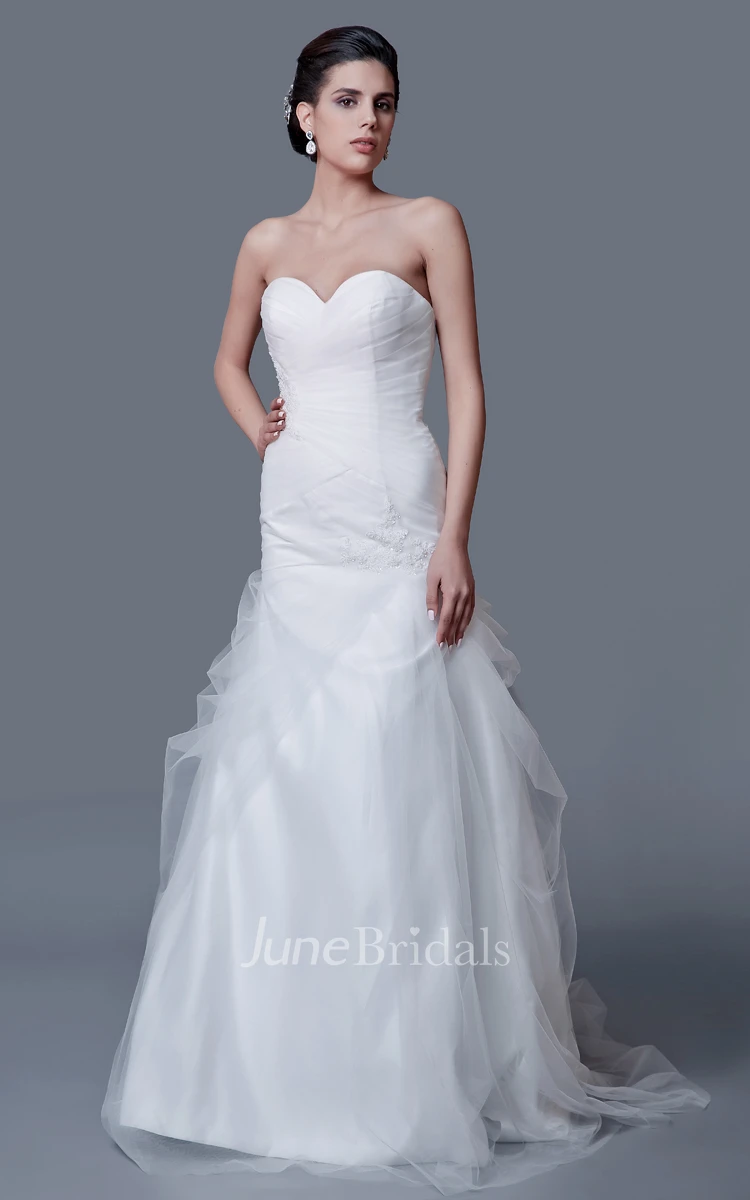 Brilliant Strapless Beaded A-line Tulle Gown