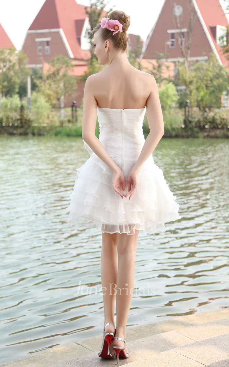 Romantic Strapless Organza Gown With Layered Ruffles