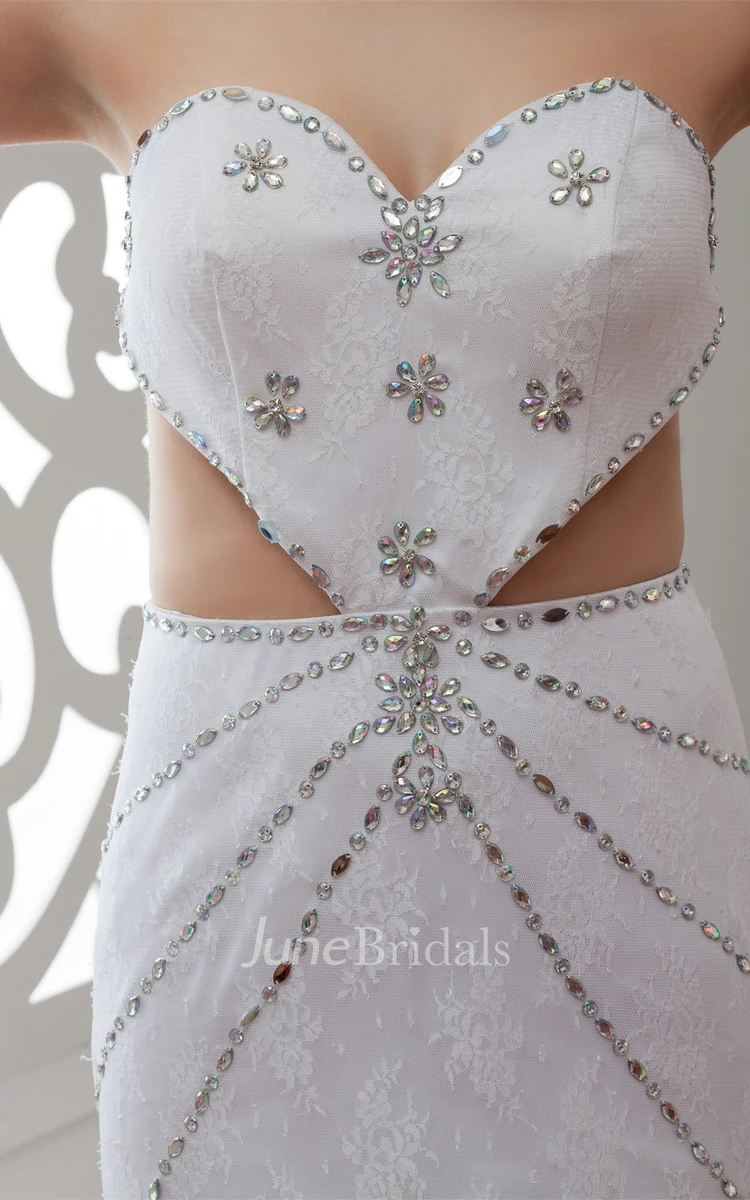 Sweetheart Beaded A-Line Dress with Keyhole and Appliques