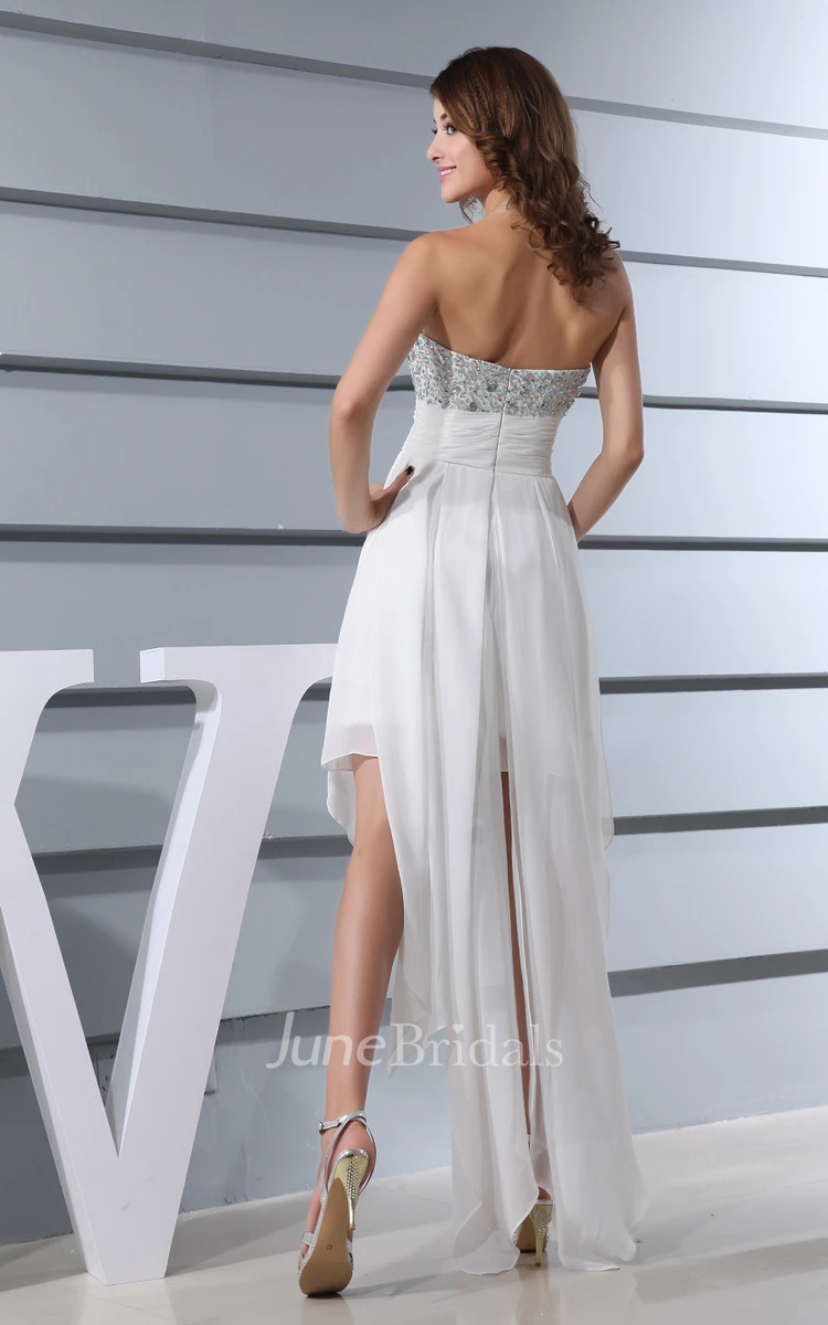 Elegant Sweetheart Chiffon High-Low Dress With Beading