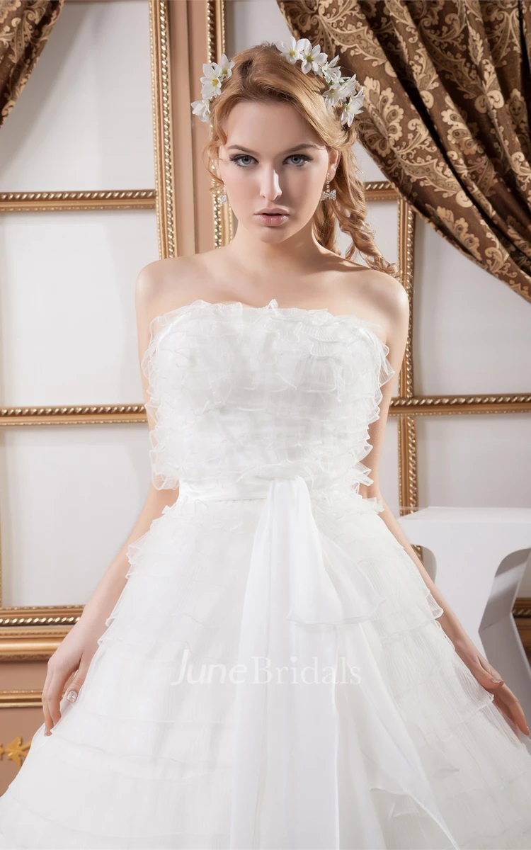 A-Line Tulle Strapless Ball Gown with Bow