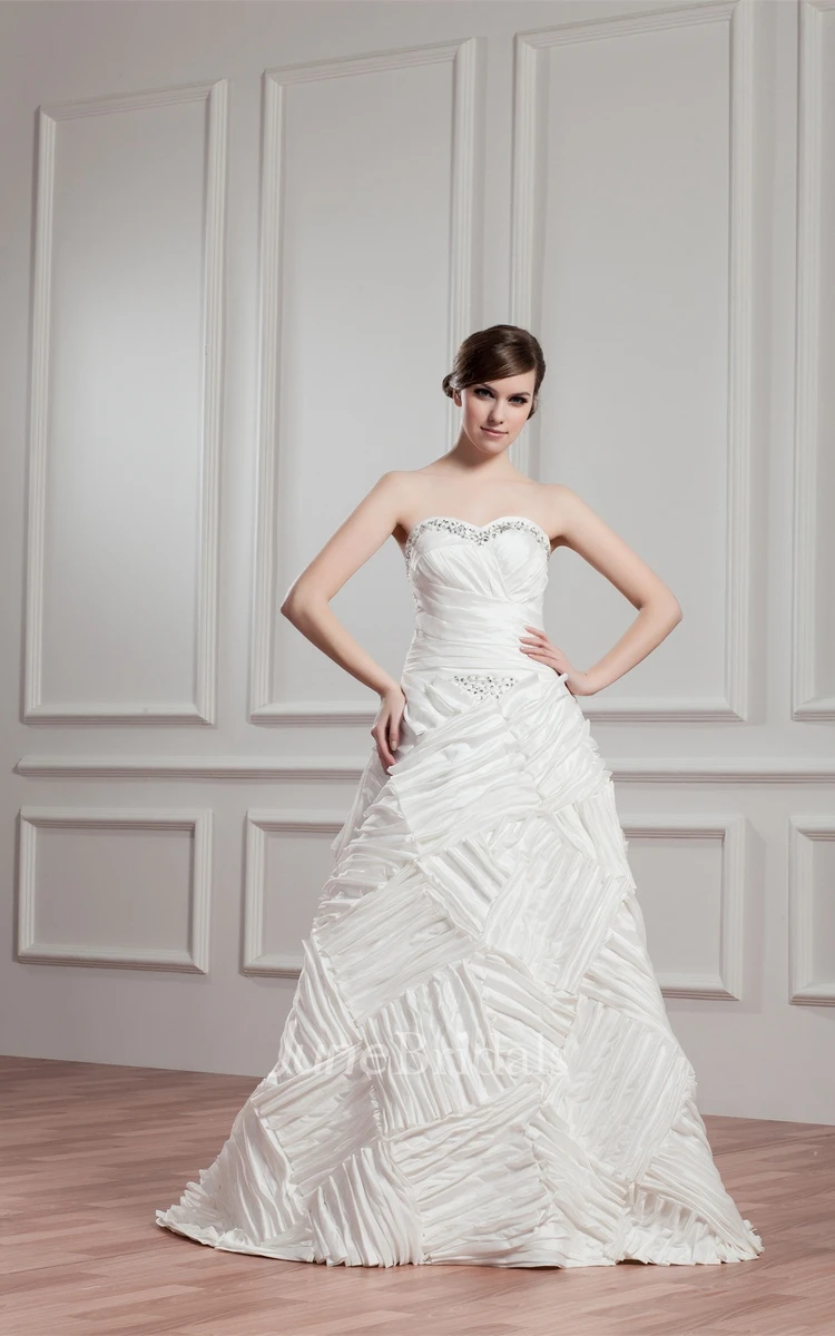 Sweetheart Ruched A-Line Gown with Stress