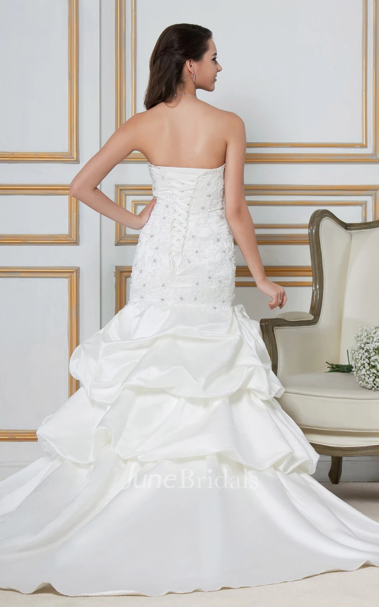 Sweetheart Pick-Up A-Line Gown With Beaded Bodice