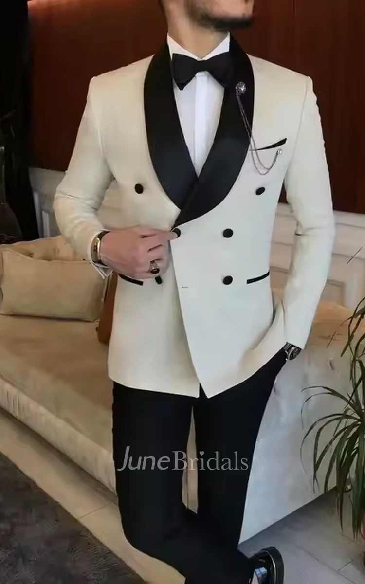 Modern Double-Breasted Slim Fit Two-Piece Suit for Men Elegant Groom Wedding Attire