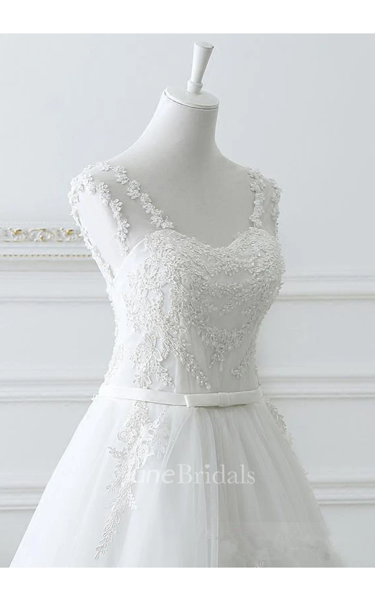 Elegant Sleeveless Lace A-Line Wedding Dresses Tulle Floor Length