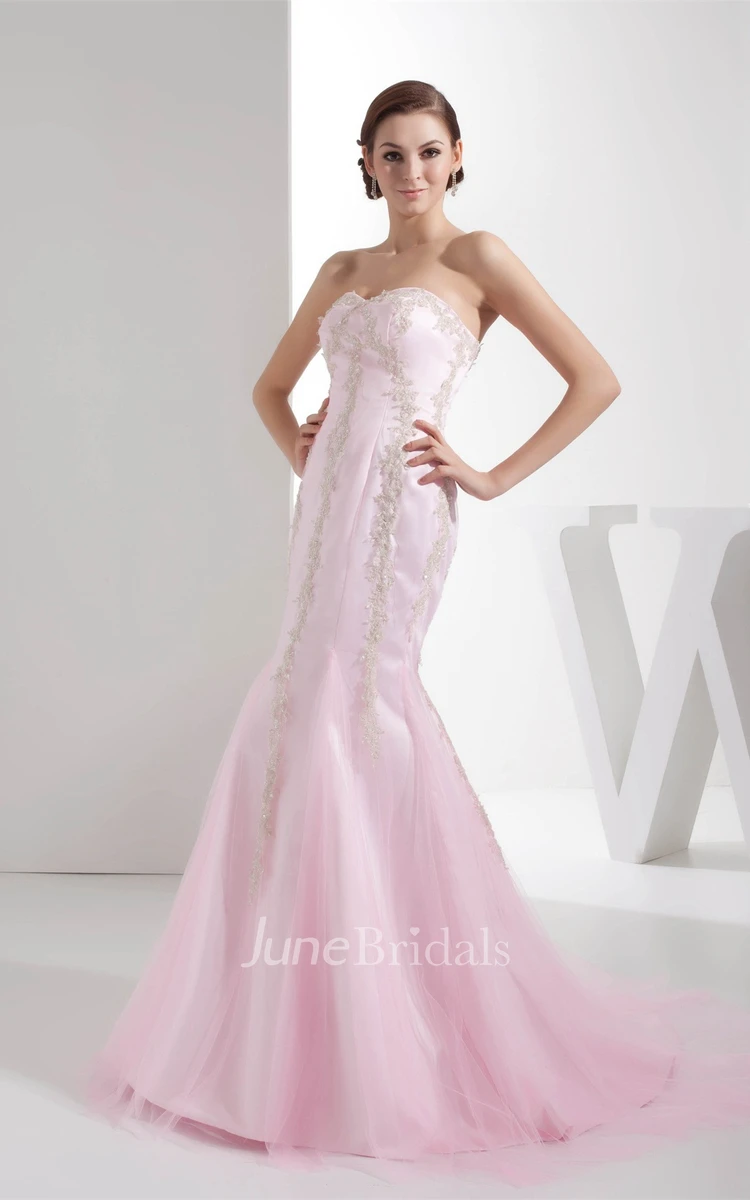 Sweetheart Column Dress with Appliques and Crystal Detailing