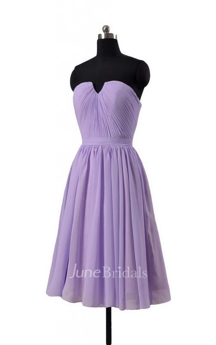 Strapless Notched Pleated Short Dress With Zipper Back