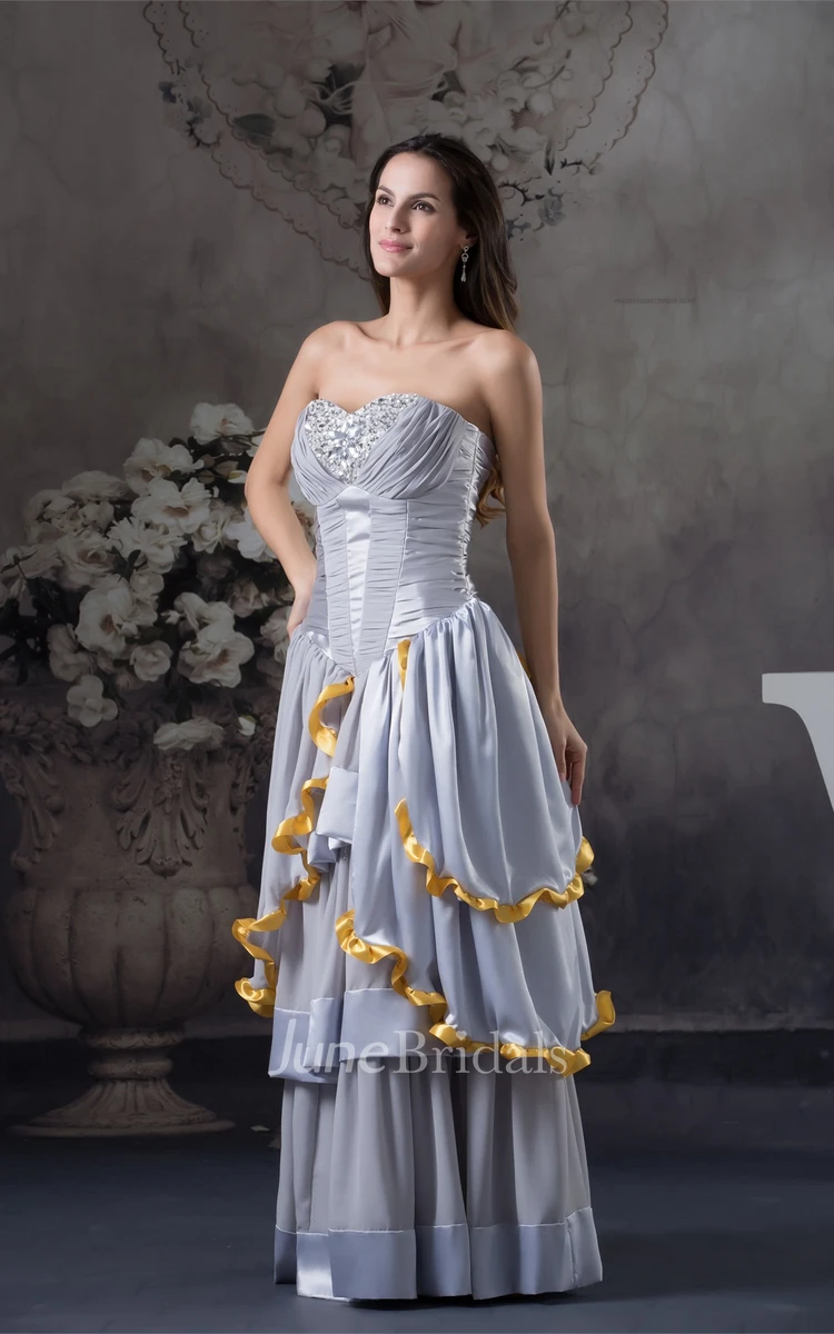 Sweetheart Ruffled A-Line Dress with Beading and Palatine Skirt