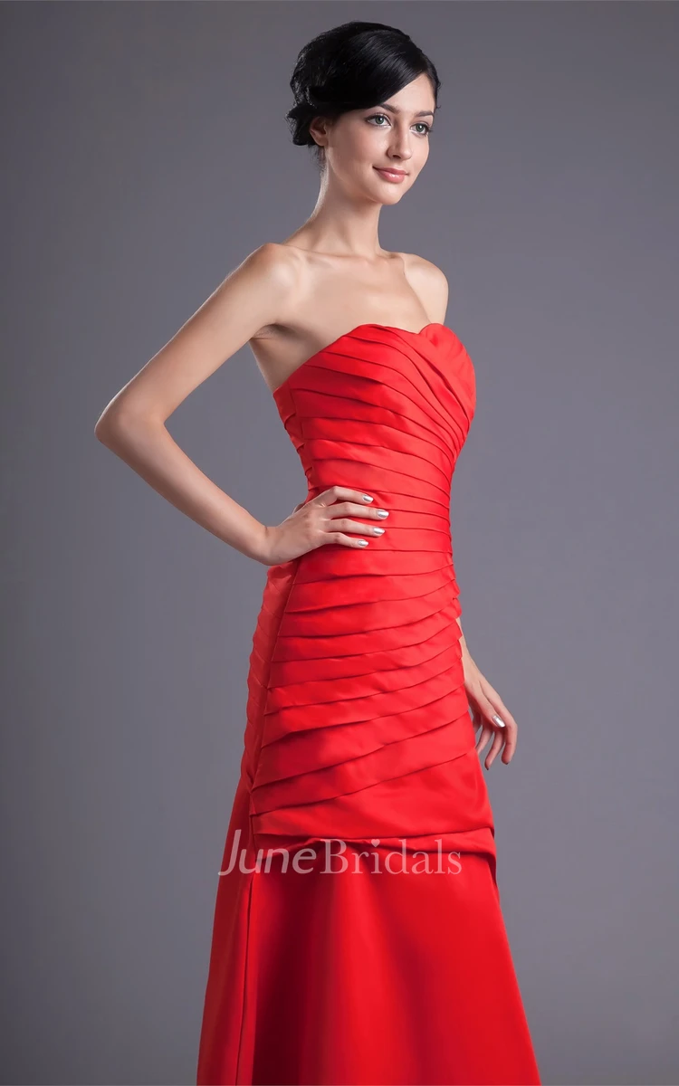 sweetheart column criss-cross gown with ruched bodice