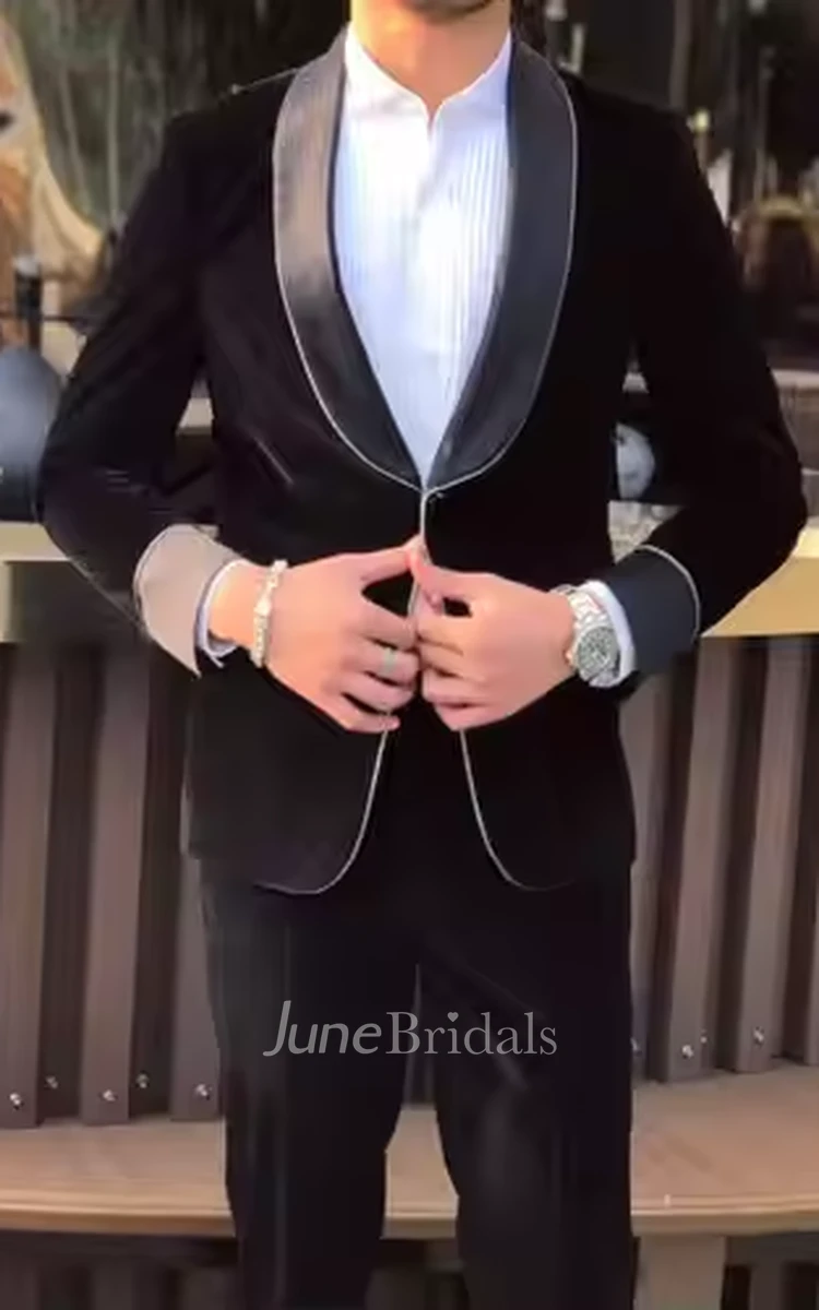 Classic Formal 2 Piece Black Slim Fit Men's Wedding Suits Modern Chic Prom Party Suits For Men