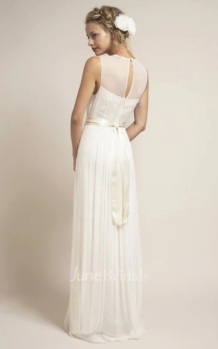 Ethereal Tulle Keyhole Pleated Bridal Gown with Sash