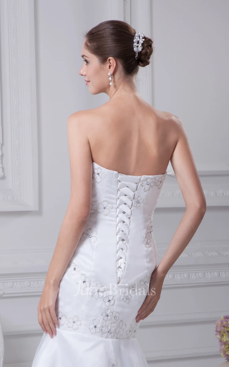 Strapless Mermaid Beaded Dress With Embroideries and Corset Back