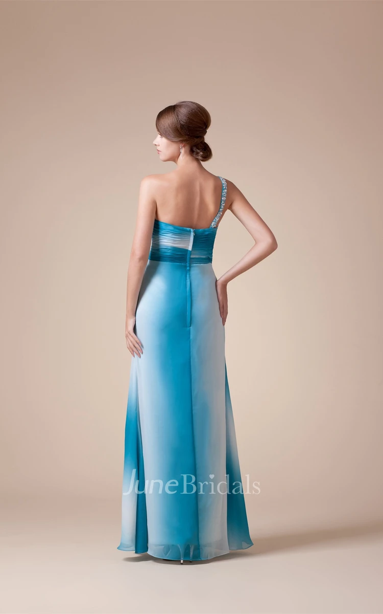 Two-Tone Sweetheart Front-Split Dress with Beading and Single Strap