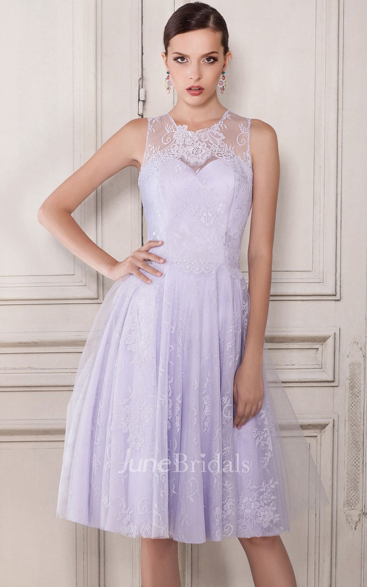 Light Purple Tea Length Dresses