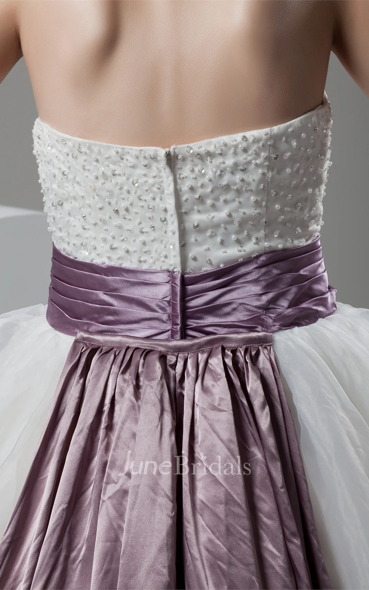 Strapless Tiered A-Line Ball Gown with Stress and Ruffles