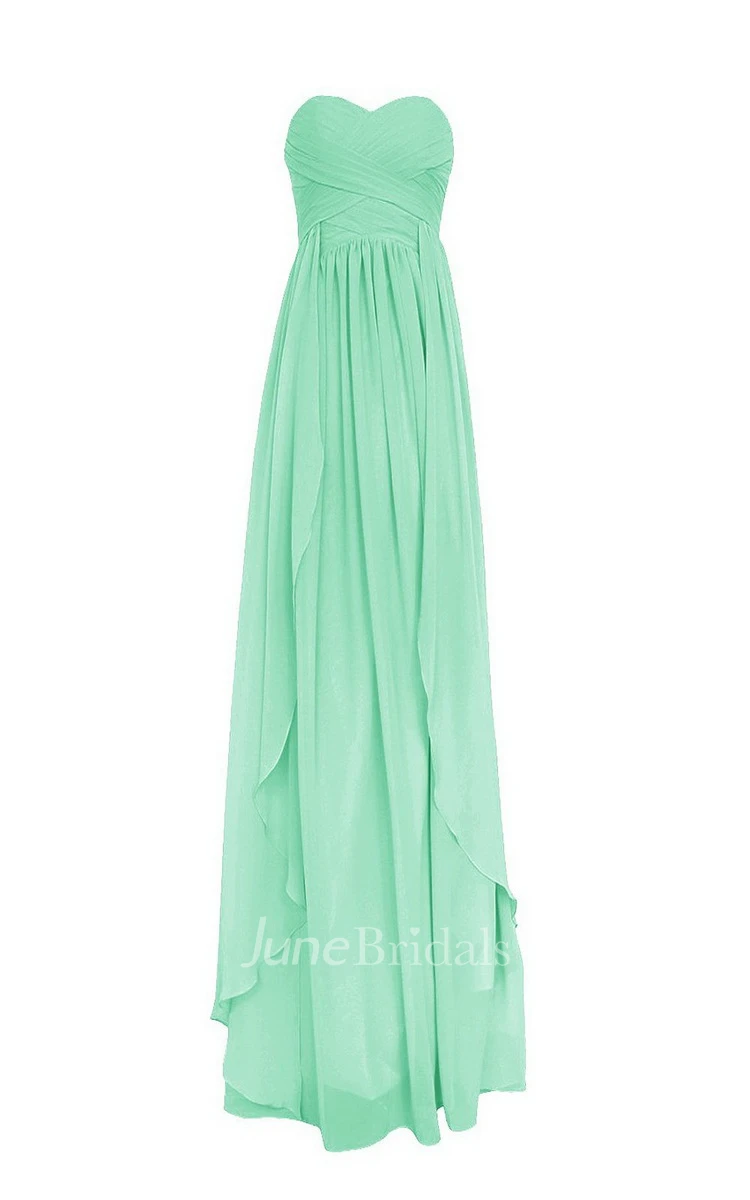 Sweetheart Criss-cross Chiffon A-line Gown With Drapping