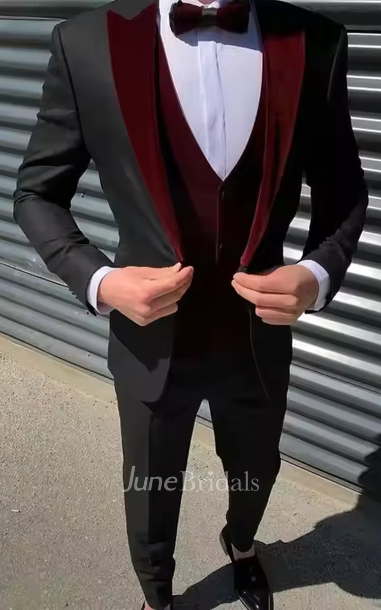 Chic Modern 3 Piece Tuxedo Men's Wedding Suits Formal Comfort Slim Fit Pants Blazer Jacket Vest Velvet Prom Suits