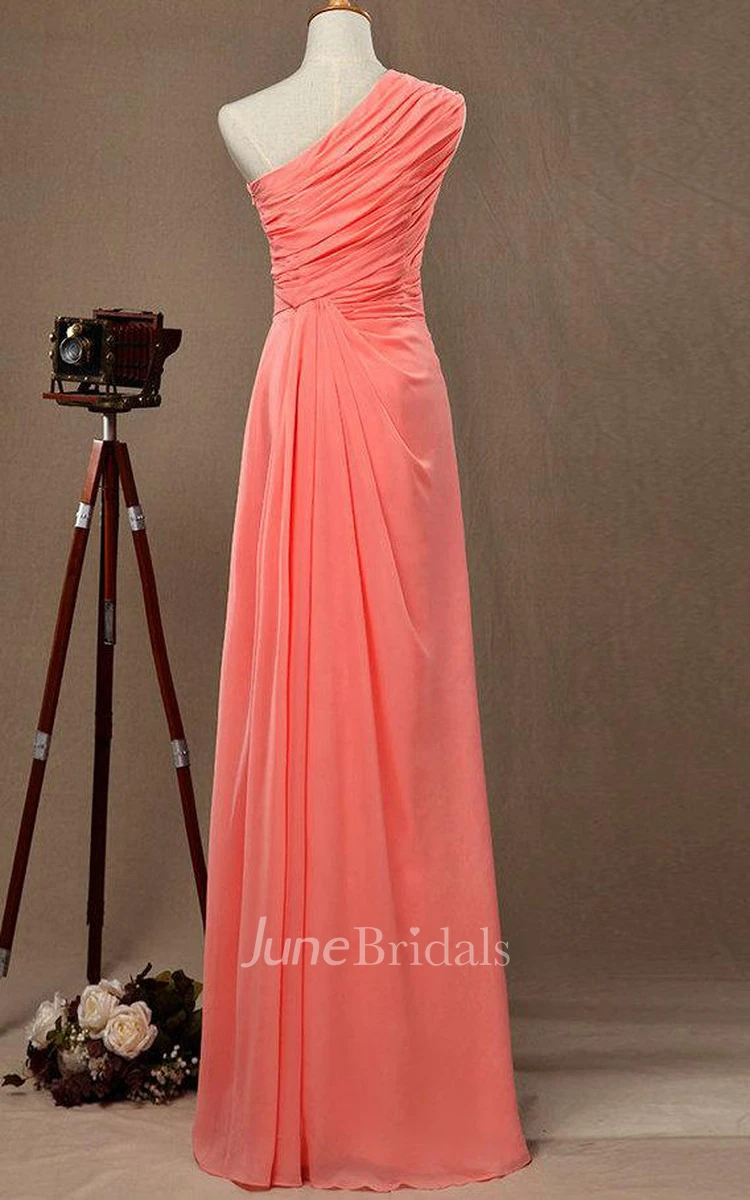 One-shouldered Sleeveless Dress With Ruched Bodice