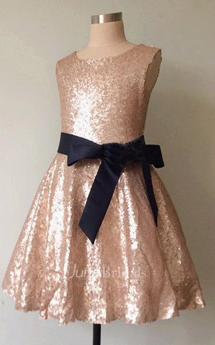 Strapped A-line Pleated Dress With Bow&Sequins
