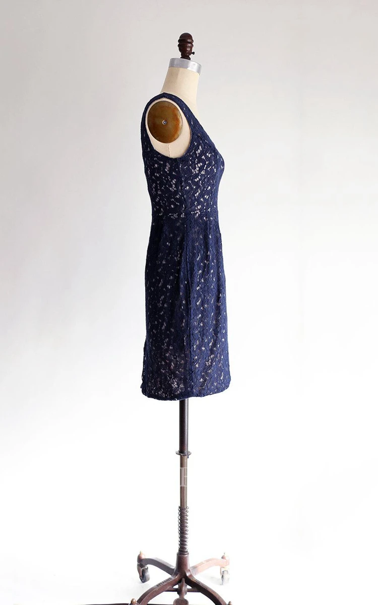 Sheath Square V-neck Lace Dress