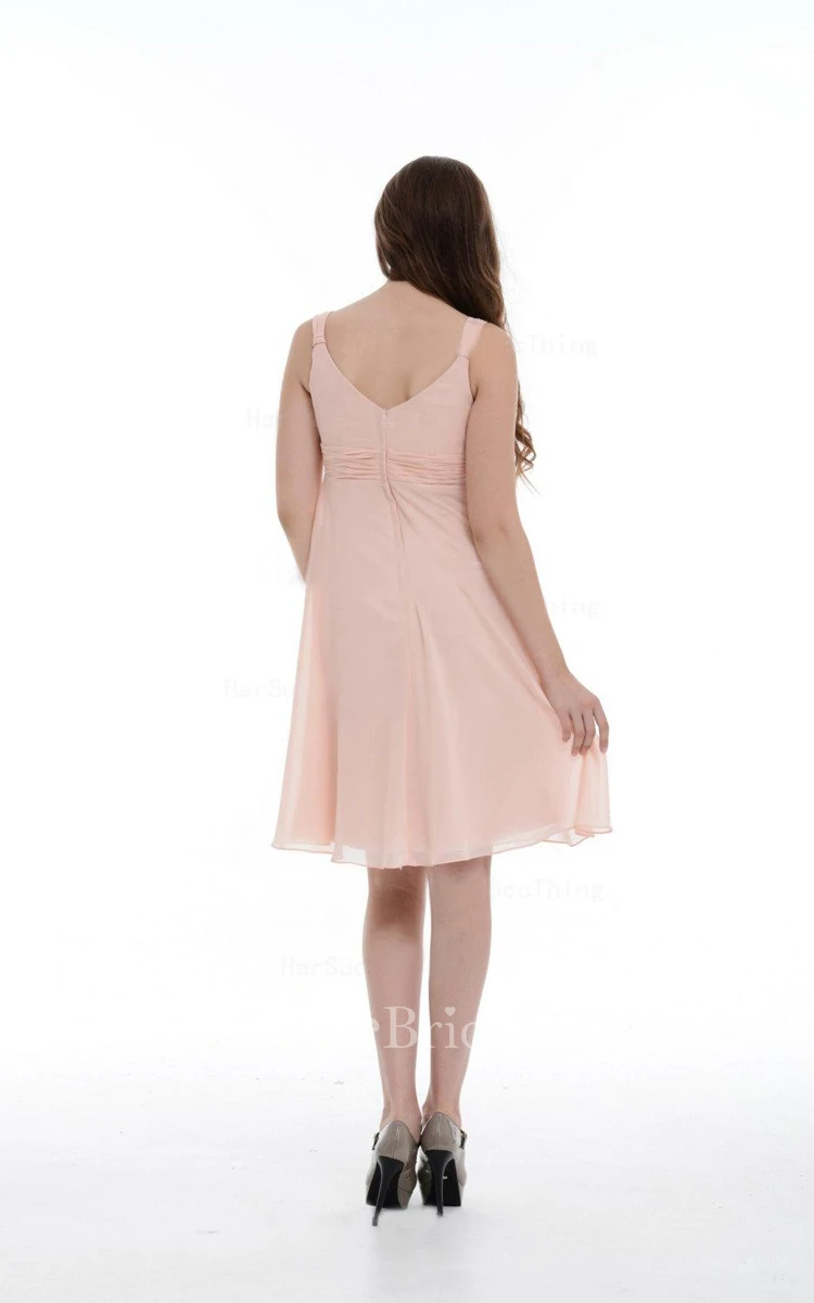 A-line Short Strapped Chiffon Dress