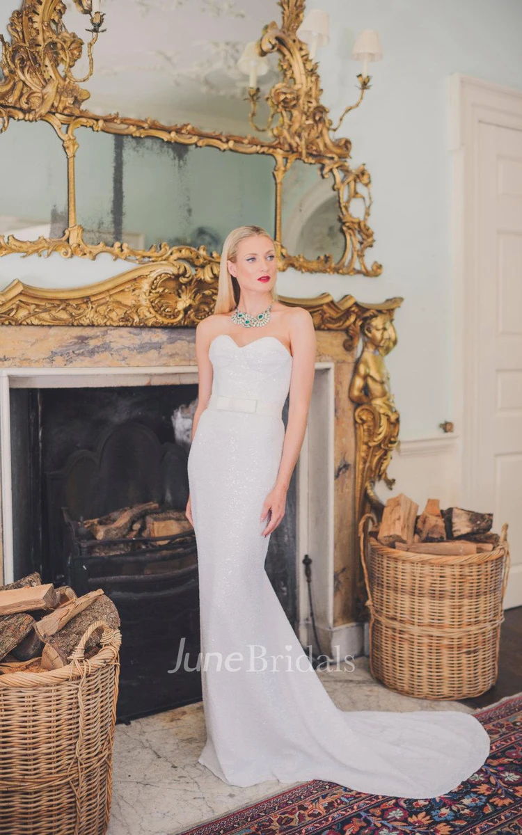 Sophisticated Fitting Wedding In Full White Sequin Dress