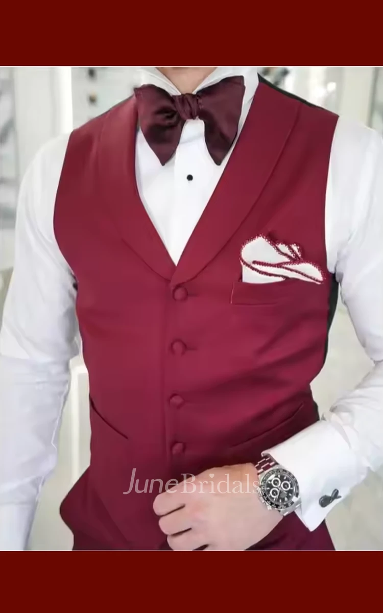 Modern Floral 3 Piece Slim Fitted Men's Wedding Tuxedo Stylish Fashion Burgundy Red Party Prom Suits Blazer Jacket Vest Pants