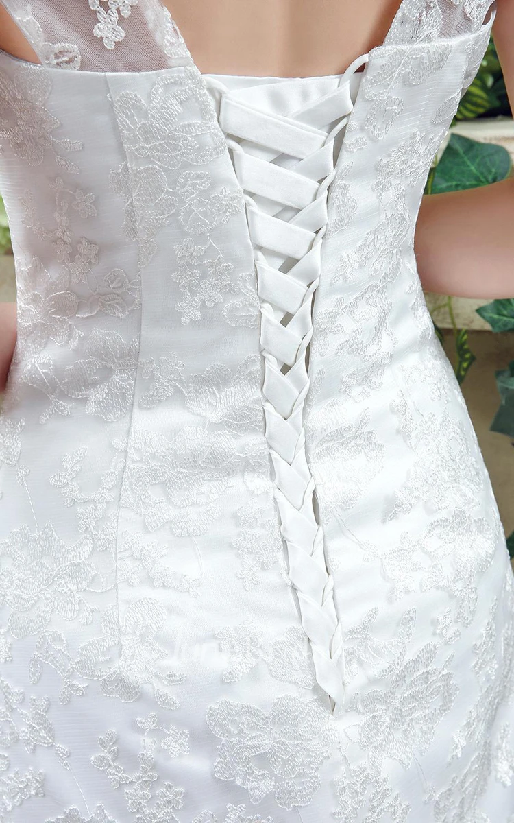 Elegant Lace Sweetheart A-line Wedding Dress Sweep Train Lace-up