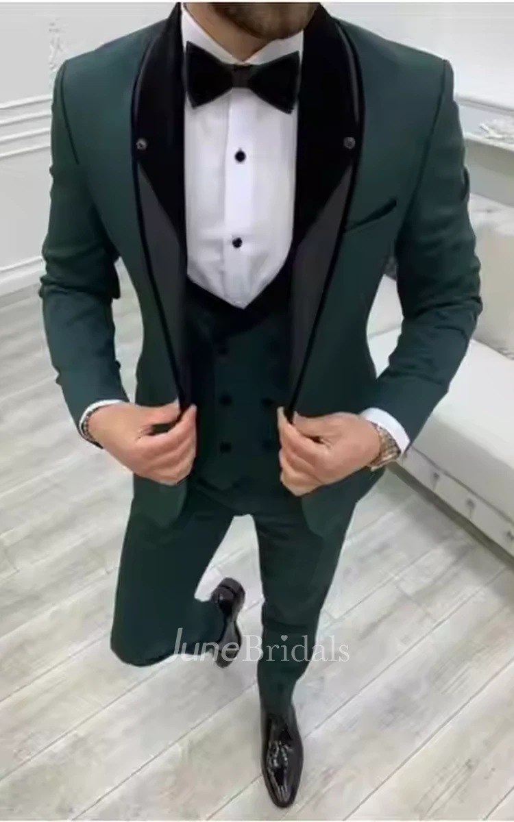 Formal Beach Green Tuxedo for Men Wedding Slim Fit 3 Piece Suits Prom Attire Jacket Vest Pants