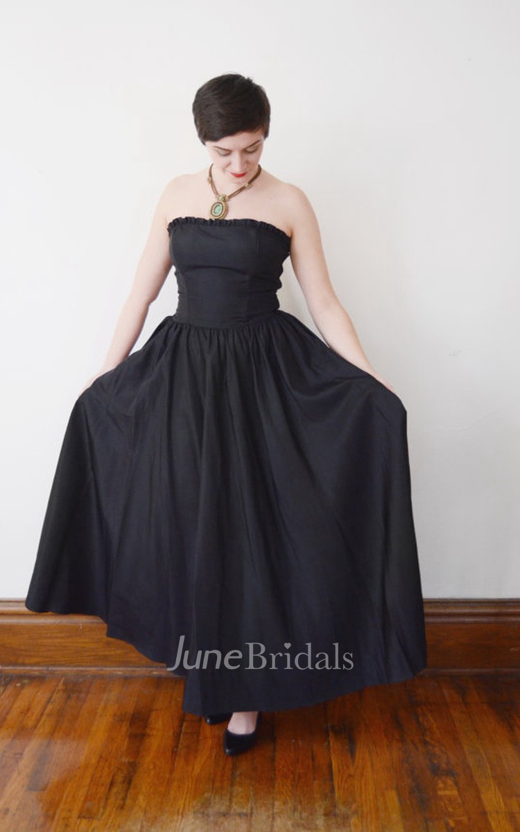 Stylish Strapless Ankle length A line Satin Dress