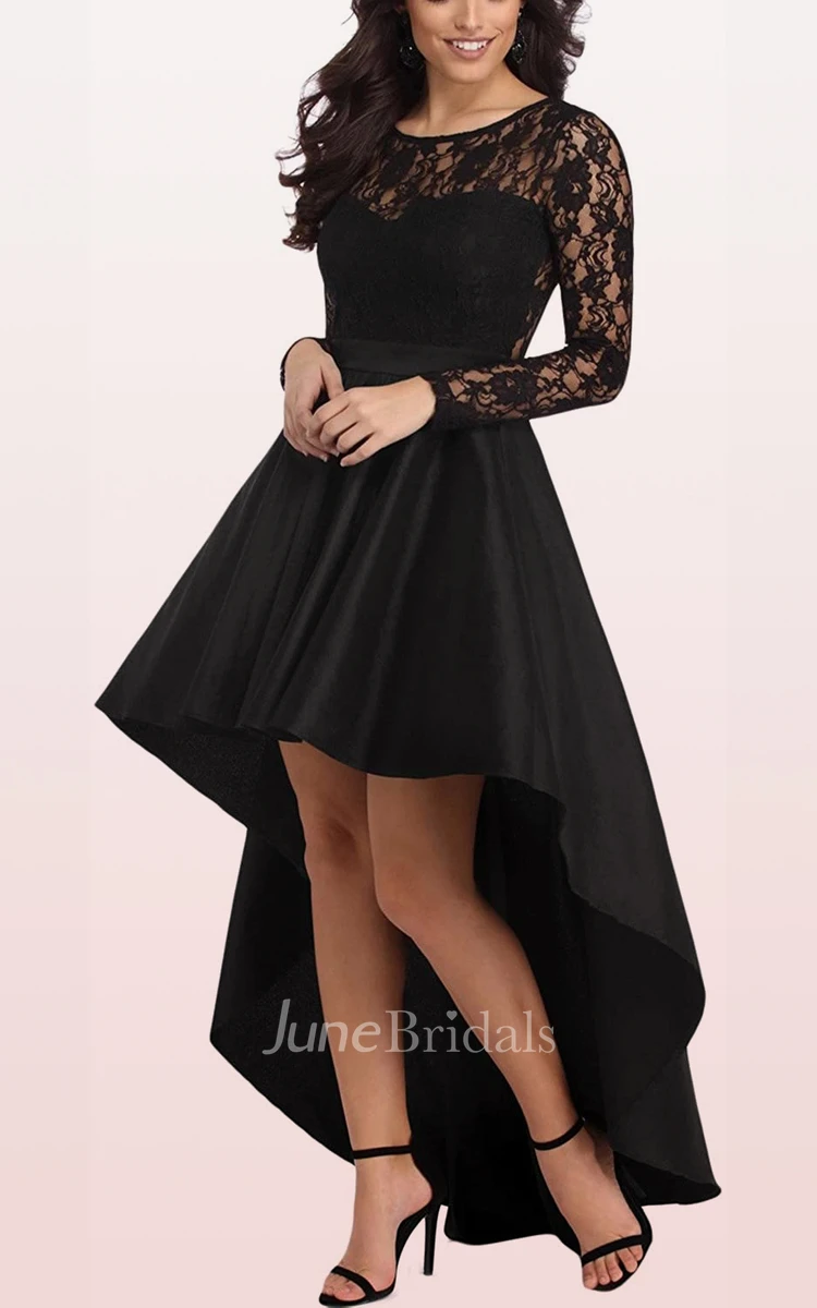 Casual Sexy A Line V-neck or Bateau Long Sleeve Evening Formal Dress with Ruffles