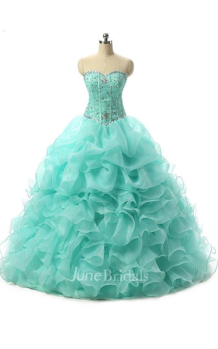 Sweetheart Organza Dress With Sequins And Corset
