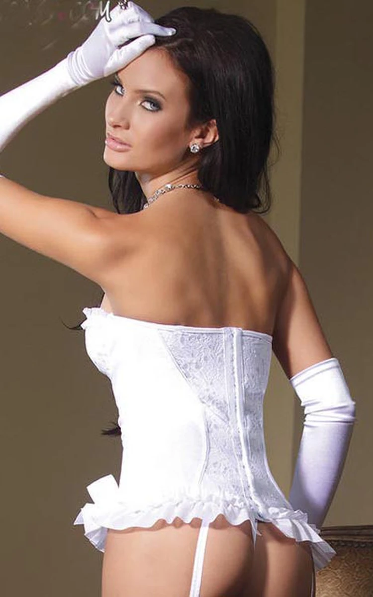 Sexy White Sweetheart Wedding Corset With Lace And Bows