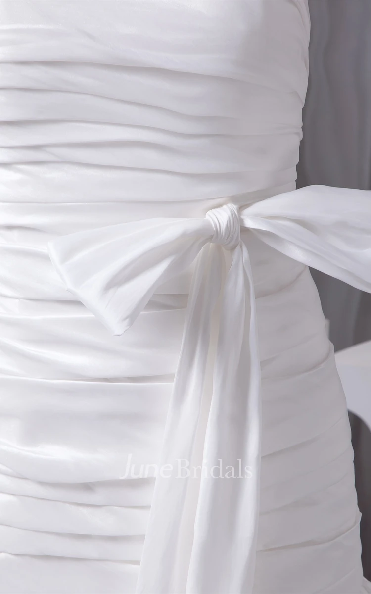 Strapless Ruched A-Line Dress with Ribbon and Tiers