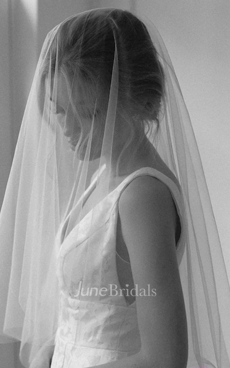 Simple Soft Tulle Fingertip Bridal Veil