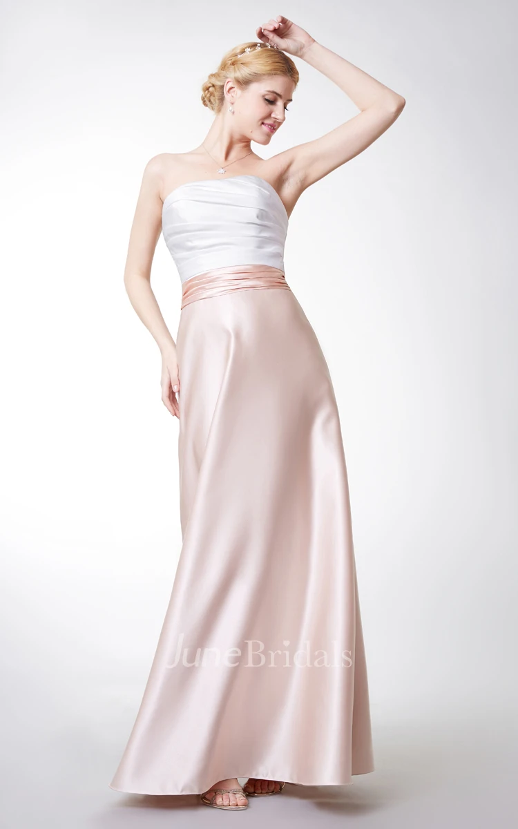 Backless Sleeveless A-line Satin Gown With Ruching