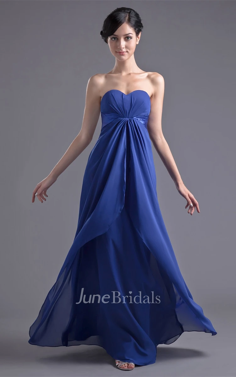 chiffon floor-length sweetheart dress with central ruching