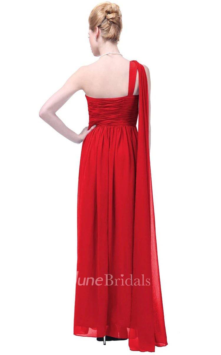 One-shoulder Basque Waist Ruffle Chiffon Dress