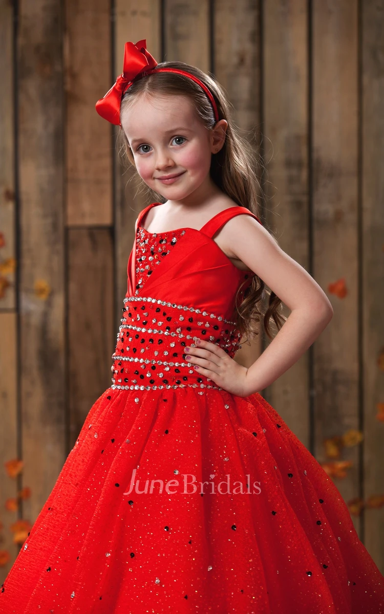 Flamboyant Beaded A-Line Flower Girl Dress With Sequins