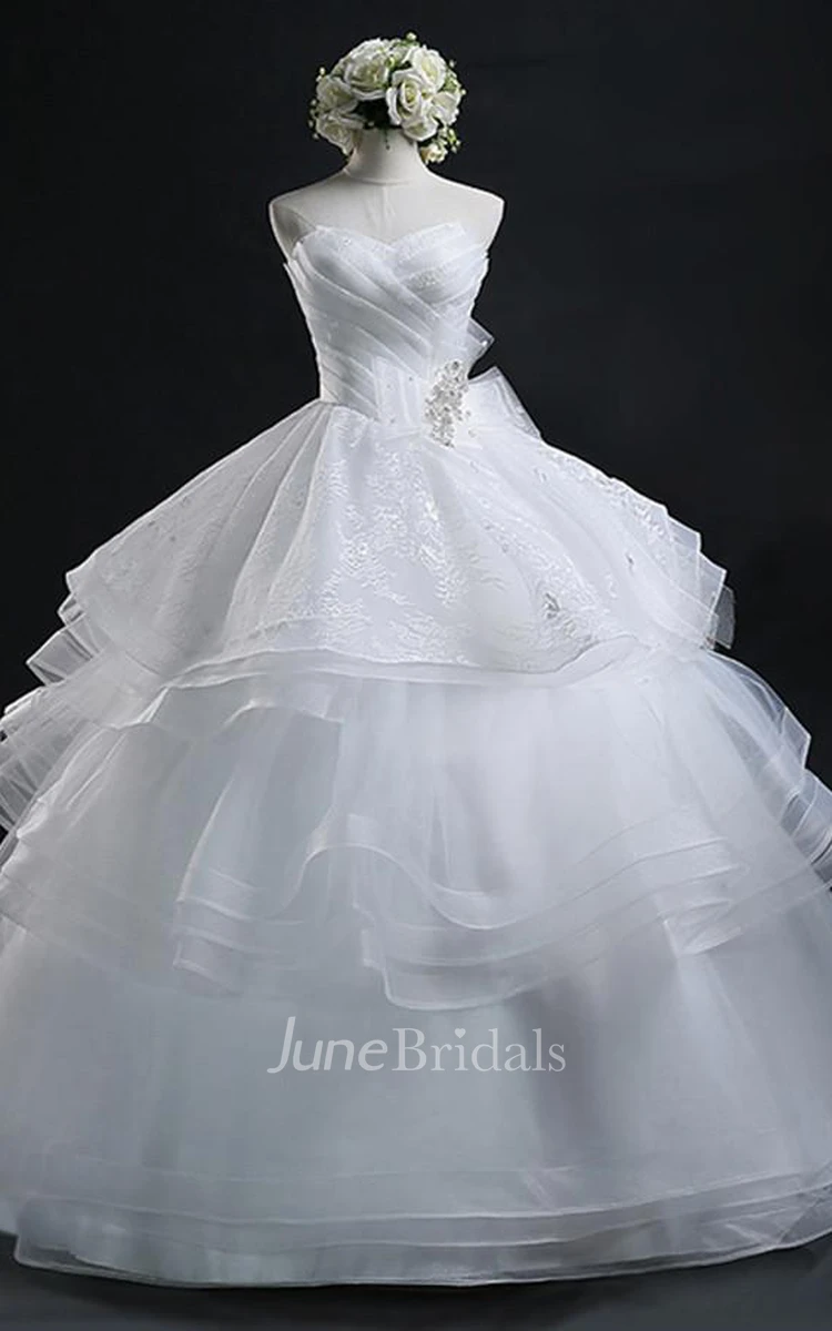 Ball Gown Sweetheart Organza Wedding Dress With Lace