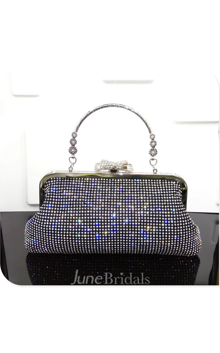 Charming Crystal Handbag with Circle Handle