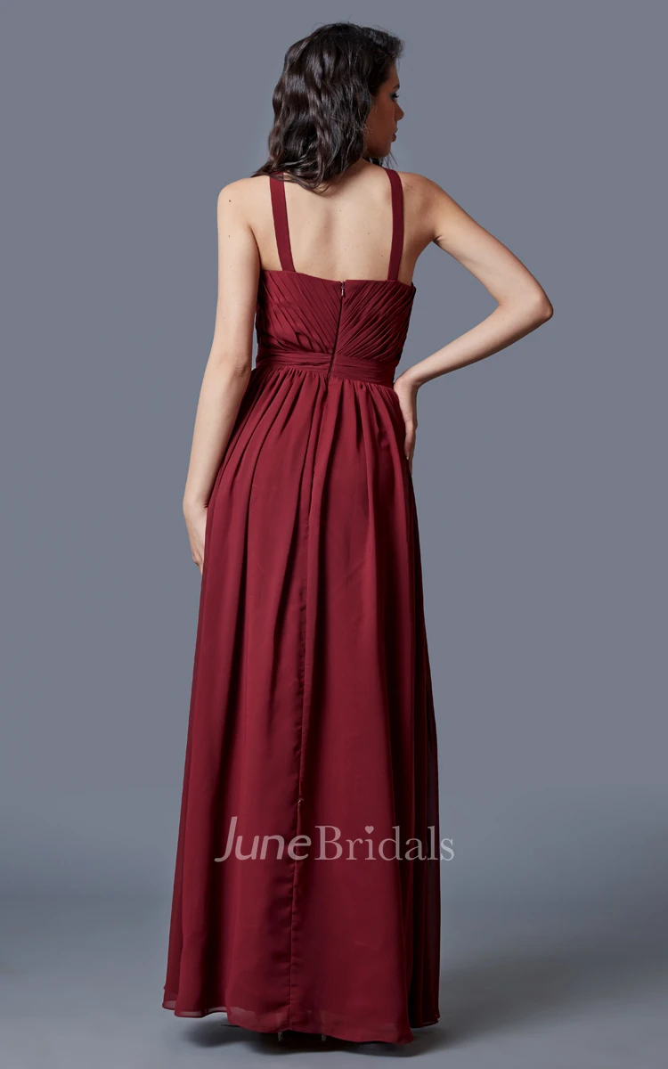 Sleeveless Cut-out Neck A-line Chiffon Gown With Sequins