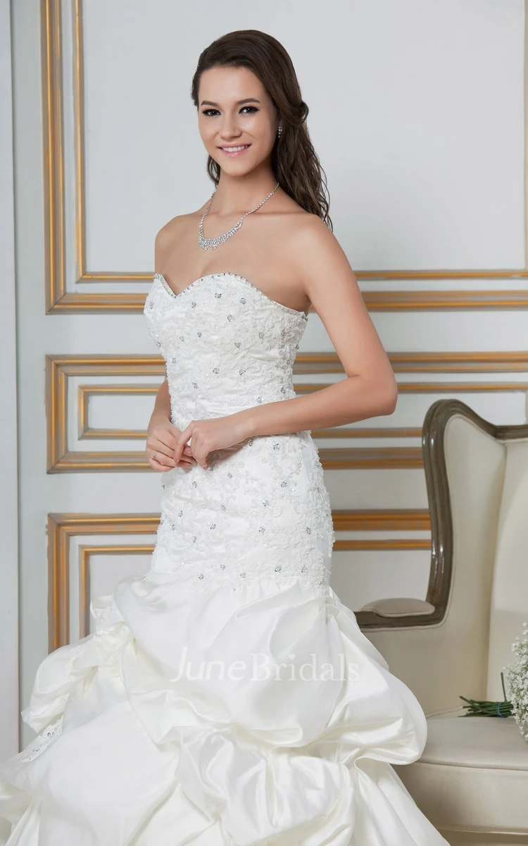 Sweetheart Pick-Up A-Line Gown With Beaded Bodice